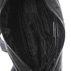 Re-Nylon Vela Saffiano Pocket Double Zip Shoulder Bag Black