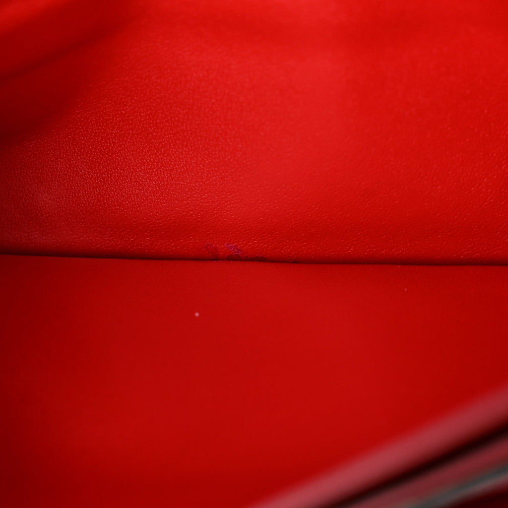 Calfskin Wallet on Chain Red