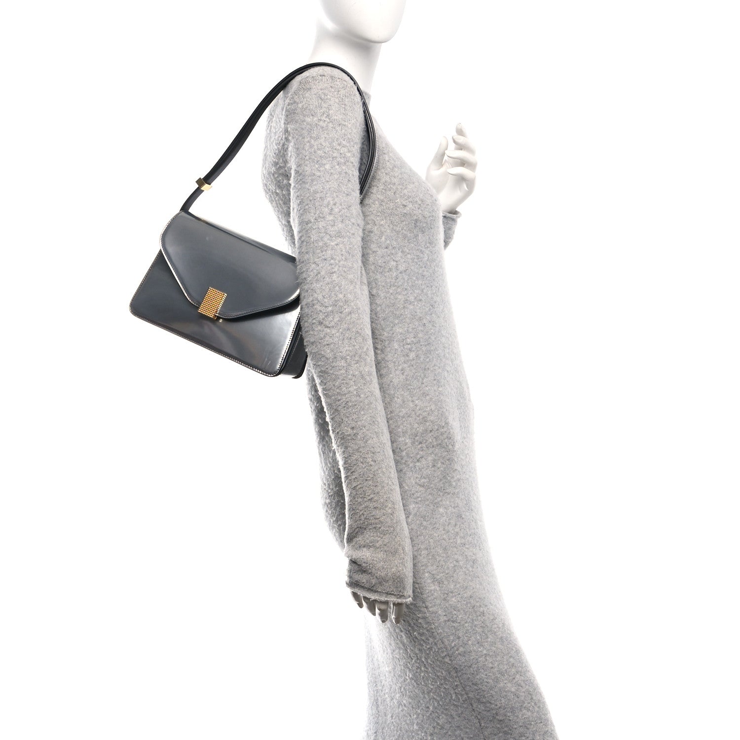 Metallic Calfskin Concerto Bag SIlver