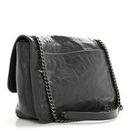Crinkled Calfskin Matelasse Monogram Medium Niki Chain Satchel Storm