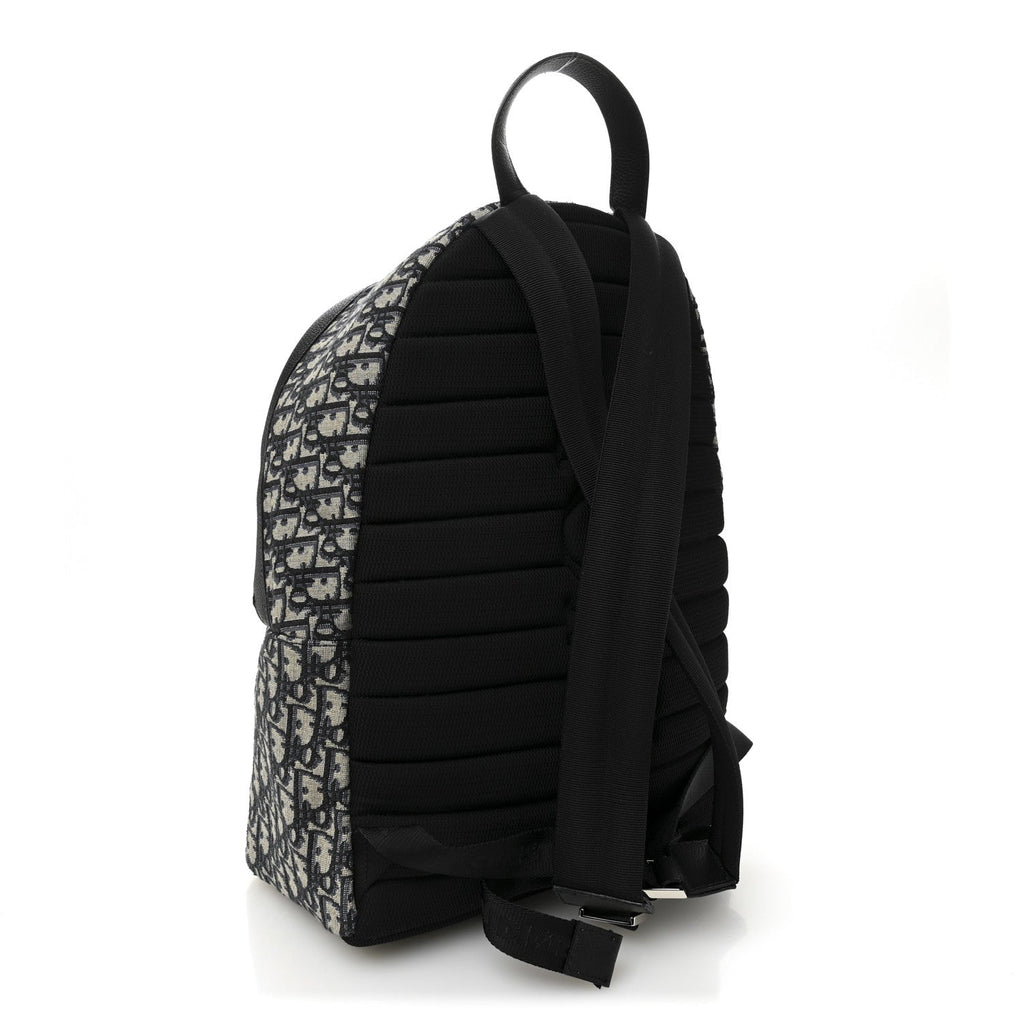 Oblique Calfskin Rider Backpack Beige Black
