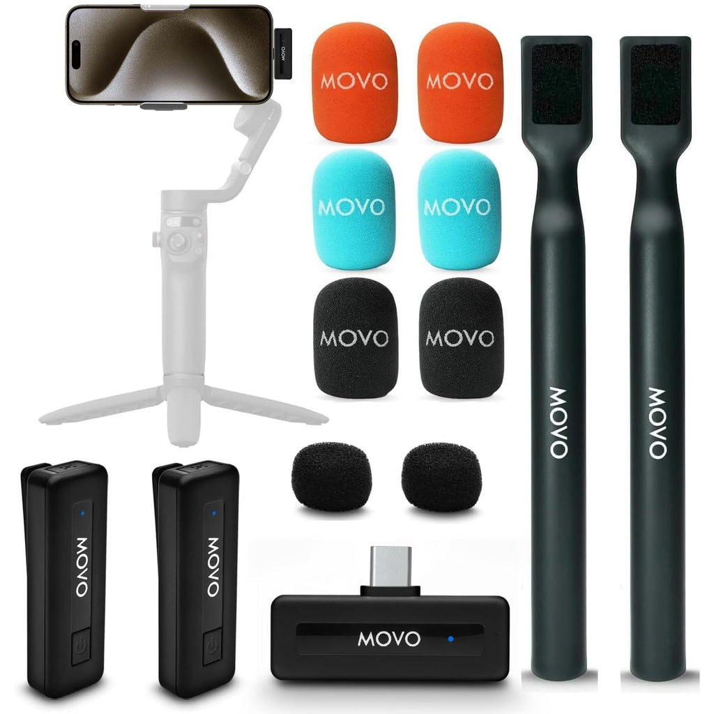 Movo Wireless Mini C Duo Mic for USB-C with Handle