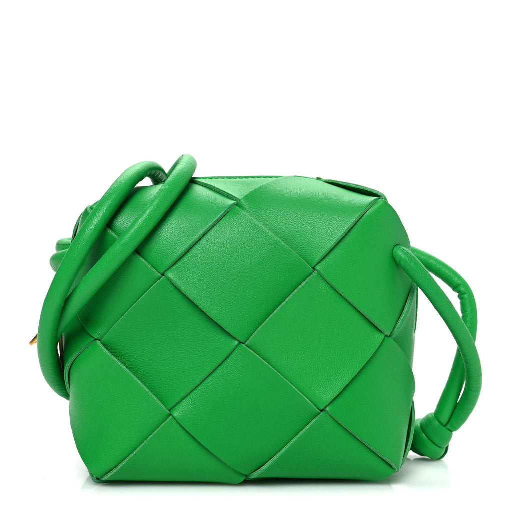 Lambskin Maxi Intrecciato Mini Cassette Camera Bag Parakeet