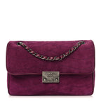 Suede Lambskin Scallop Quilted Medium Pagoda Flap Purple