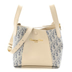 Oblique Calfskin Medium Signature Bucket Bag Beige