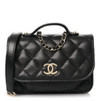 Caviar Quilted Business Affinity Clutch With Chain Black