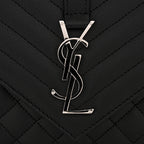 Grain De Poudre Textured Mixed Matelasse Triquilt Medium Monogram Satchel Black