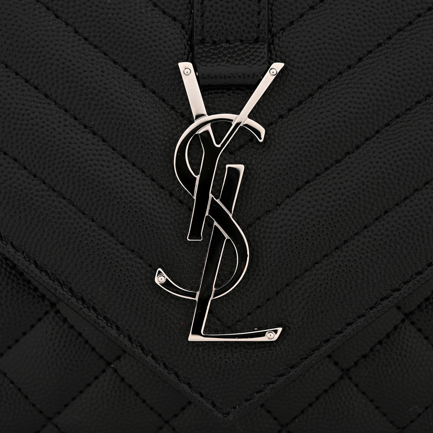 Grain De Poudre Textured Mixed Matelasse Triquilt Medium Monogram Satchel Black