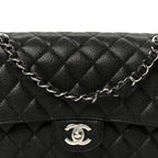 Caviar Quilted Medium Double Flap Black