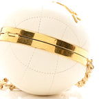 Lambskin Quilted Sphere Minaudiere Chain Clutch White