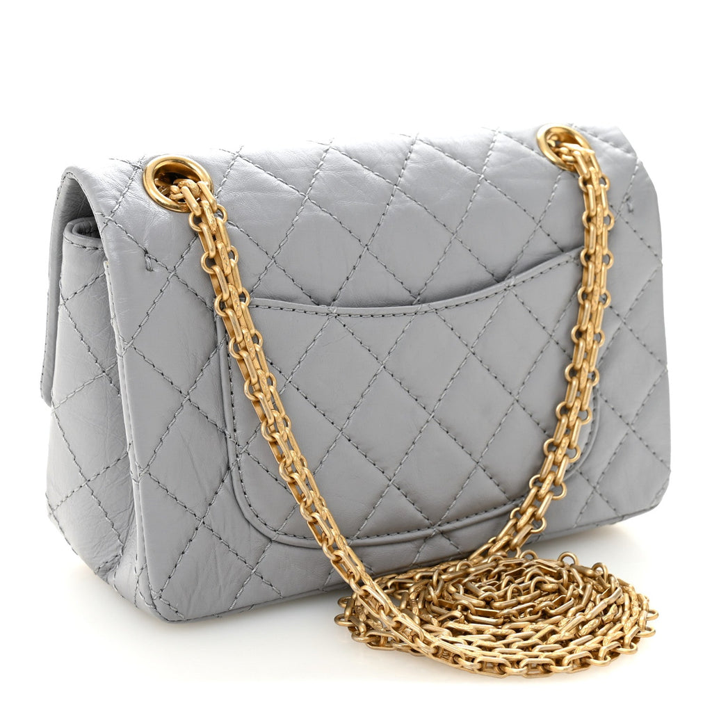 Aged Calfskin Quilted 2.55 Reissue Mini Flap Grey