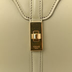 Satinated Calfskin Mini 16 Top Handle Bag Almond Green