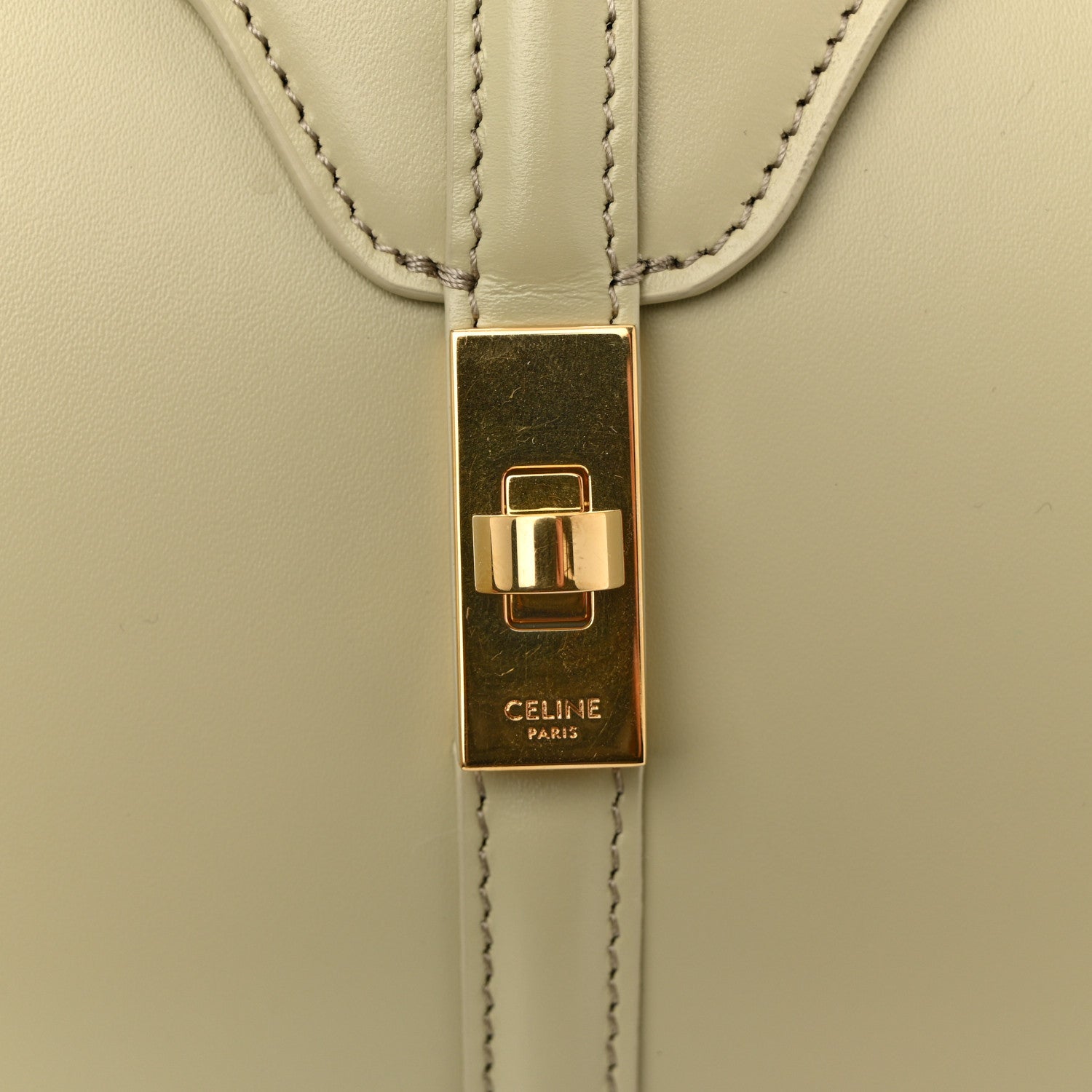 Satinated Calfskin Mini 16 Top Handle Bag Almond Green