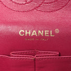 Tweed Quilted Medium Double Flap Fuchsia
