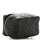 Caviar Quilted Mini Top Handle Vanity With Chain Black