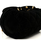 Velvet Quilted Mini Top Handle Flap Black