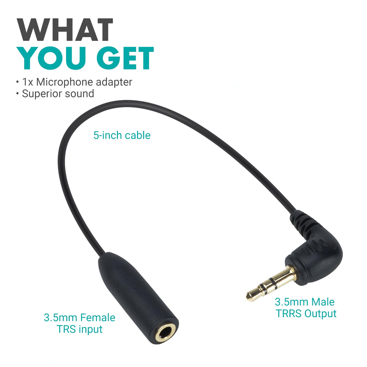 Movo MC4 TRRS to TRS Adapter - 3.5mm Microphone Adapter Cable