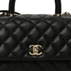 Caviar Quilted Mini Coco Handle Flap Black