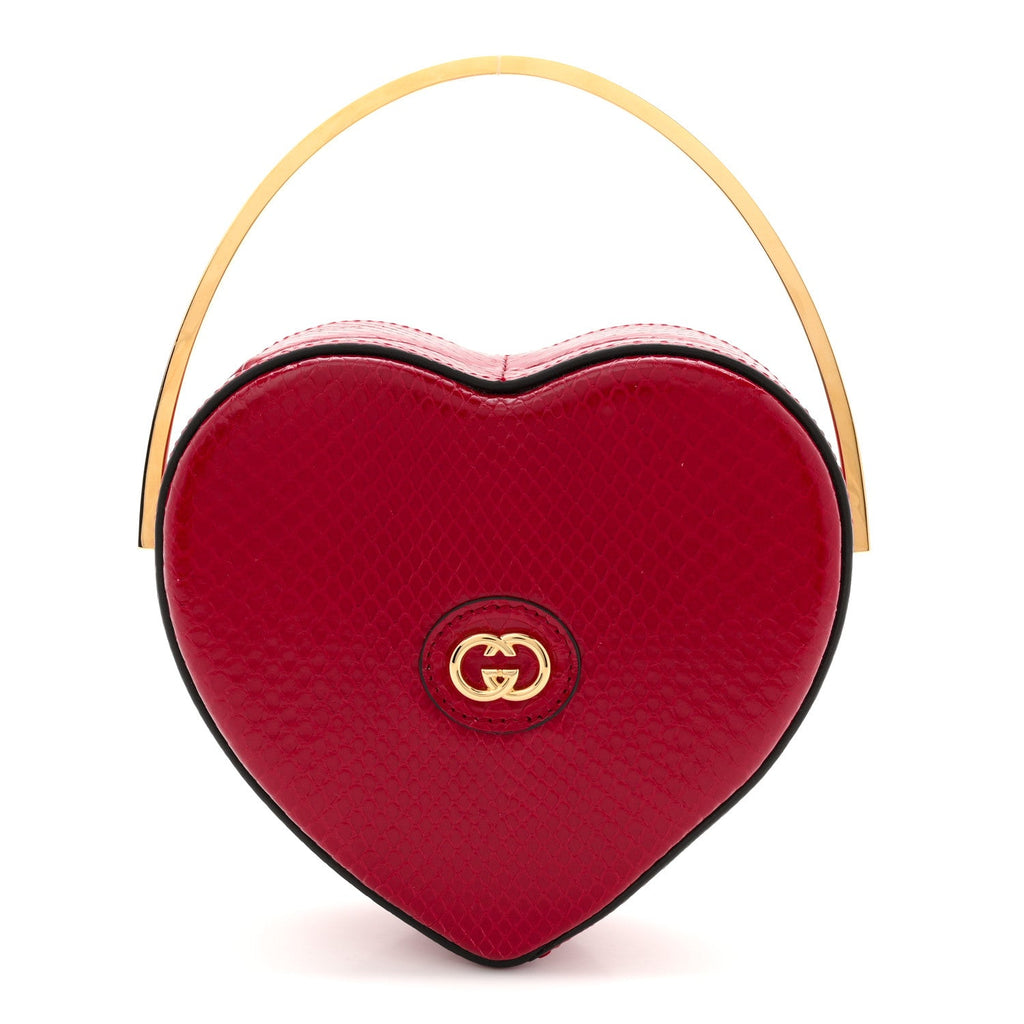 Snakeskin Broadway Mini Heart Top Handle Bag Rasberry Candy
