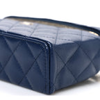 Caviar Quilted Top Handle Slim Vanity With Chain Navy