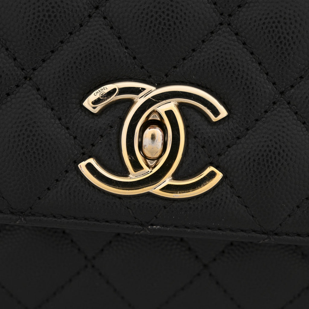 Caviar Quilted Small Coco Handle Flap Black