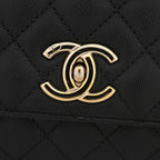 Caviar Quilted Small Coco Handle Flap Black