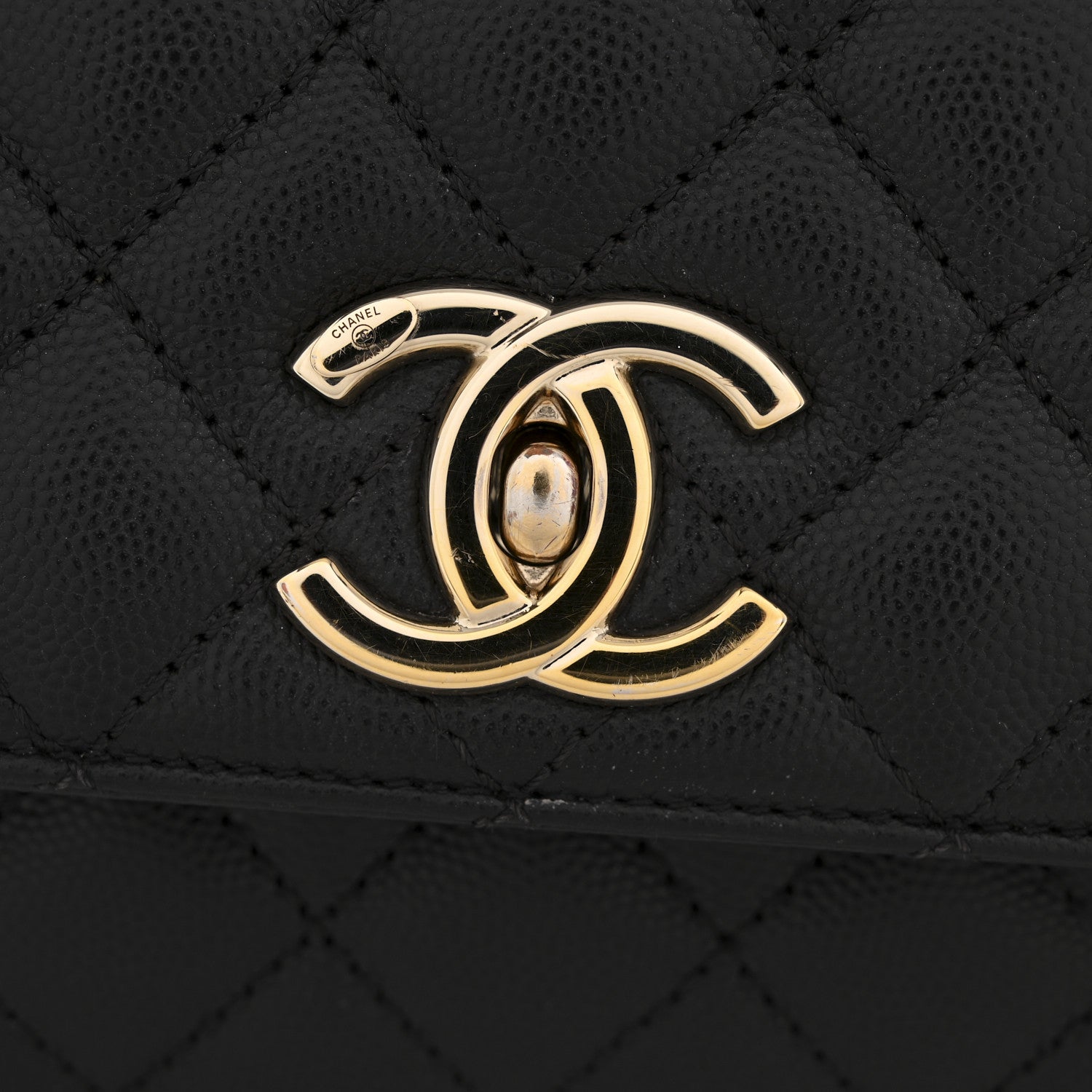 Caviar Quilted Small Coco Handle Flap Black