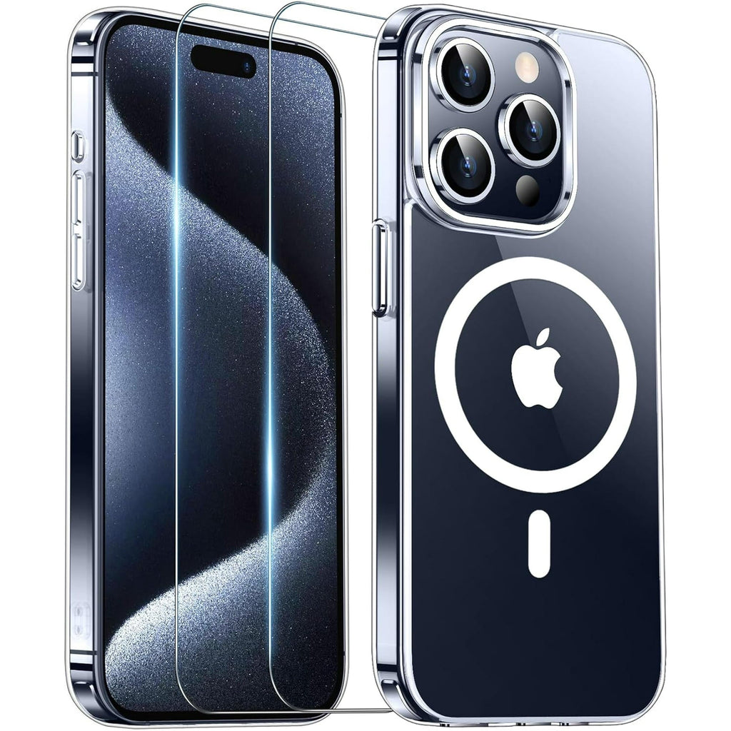 Entronix Bundle Compatible with iPhone 13 Pro - [Magnetic] Clear Case & 2 Clear Screen Protectors