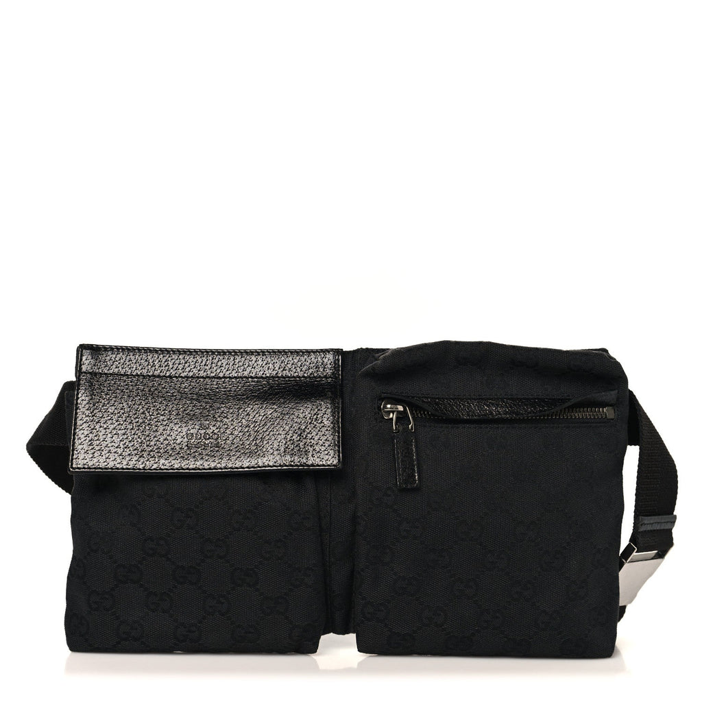 GG Monogram Double Pocket Belt Bag Black