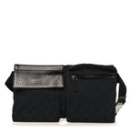 GG Monogram Double Pocket Belt Bag Black