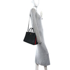 Saffiano City Calfskin Medium Bibliothèque Top Handle Black Fuoco