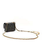 Patent Enamel Quilted Coco Hearts Clutch With Chain Black