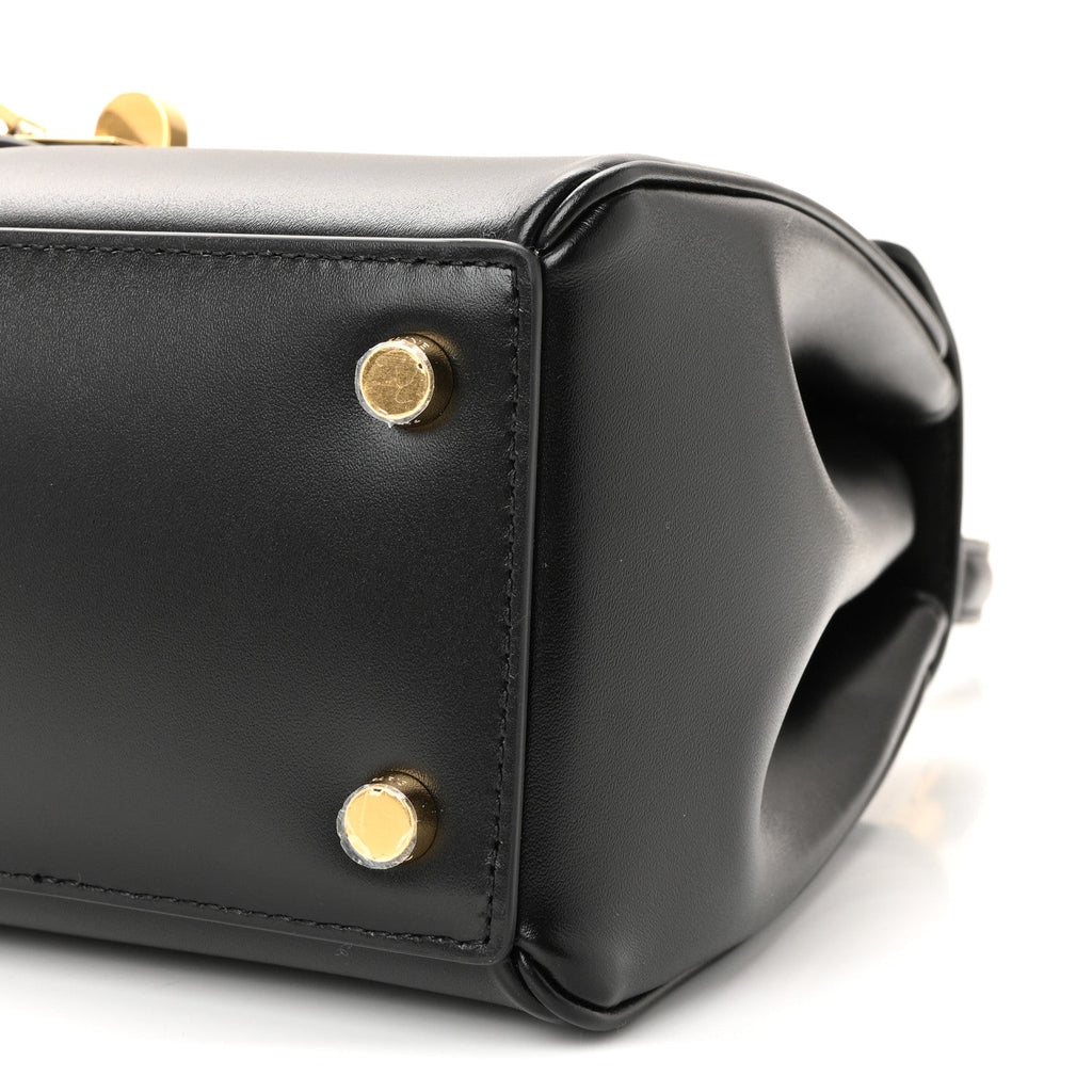Satinated Calfskin Small 16 Top Handle Bag Black
