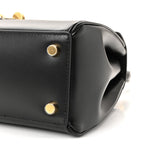 Satinated Calfskin Small 16 Top Handle Bag Black