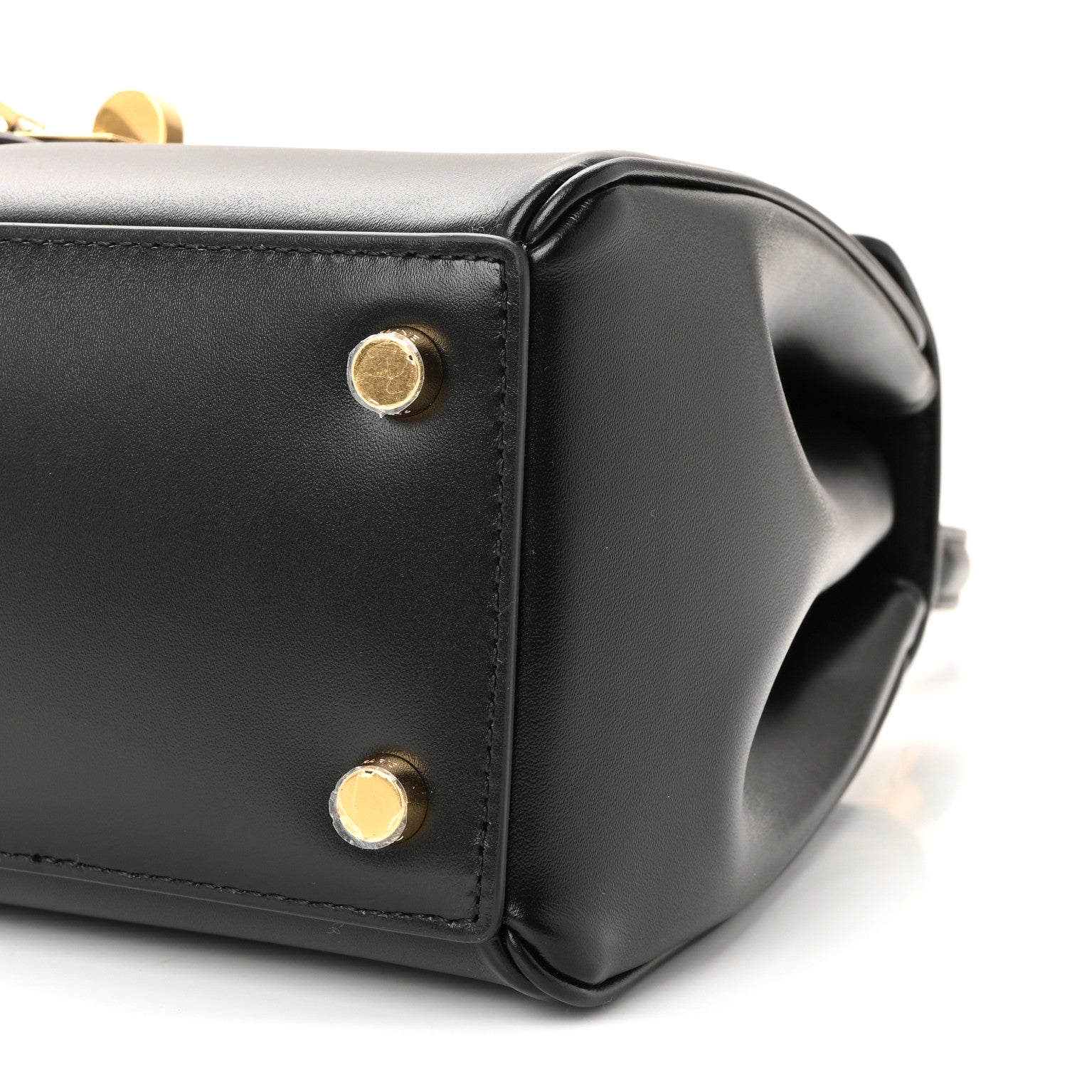 Satinated Calfskin Small 16 Top Handle Bag Black