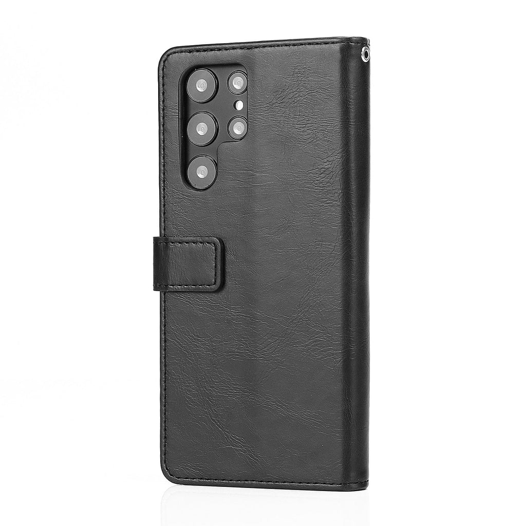 SAHARA - Folio Black Leather Wallet Case - Samsung Galaxy S22 Ultra