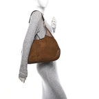 GG Suede B Medium Shoulder Bag Brown