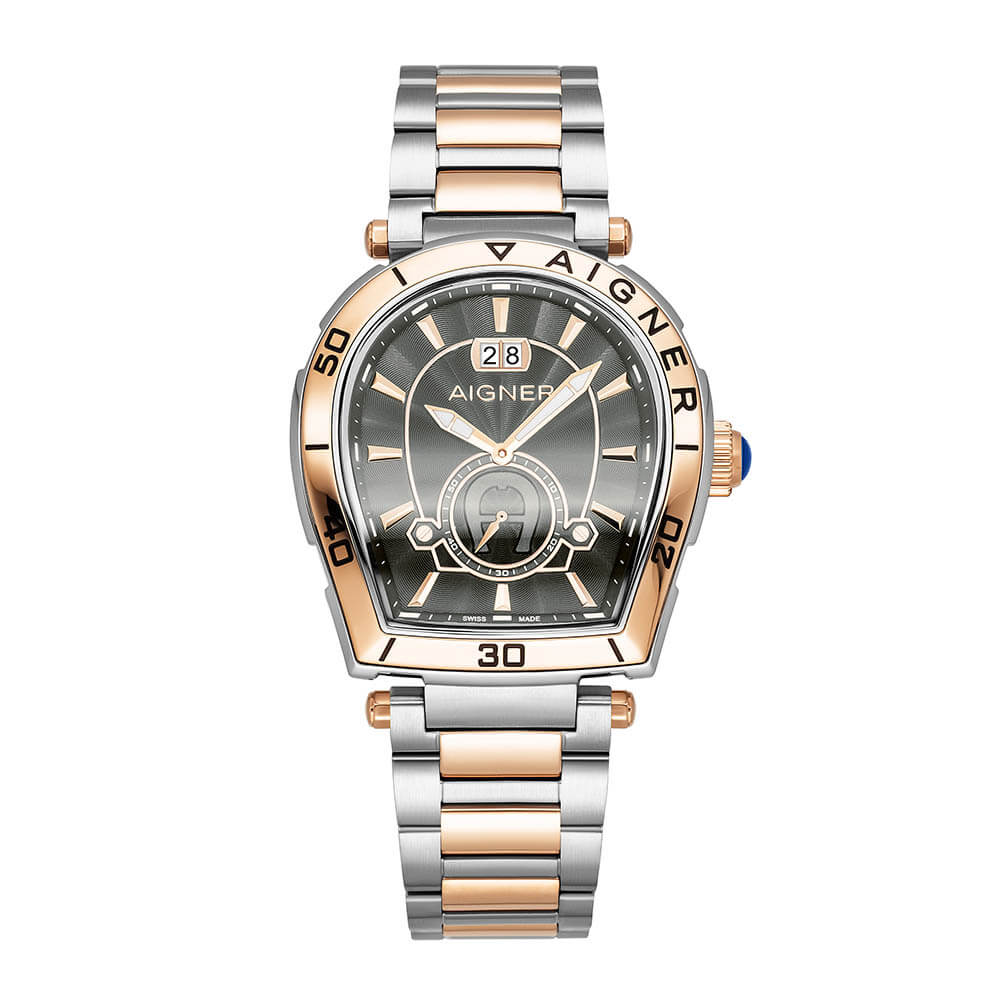 Aigner Trapani Men's Black Two-Tone Rose Gold Stainless Steel Watch