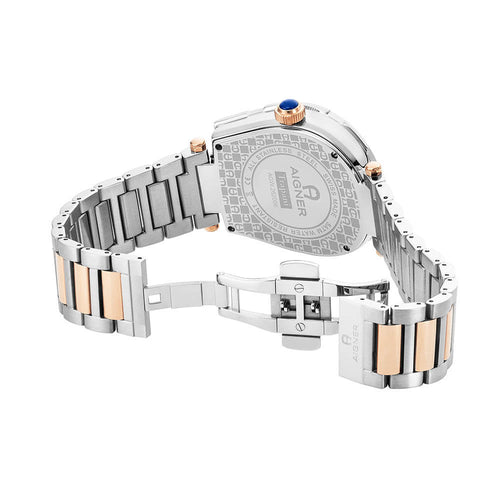 Aigner Trapani Men's Black Two-Tone Rose Gold Stainless Steel Watch