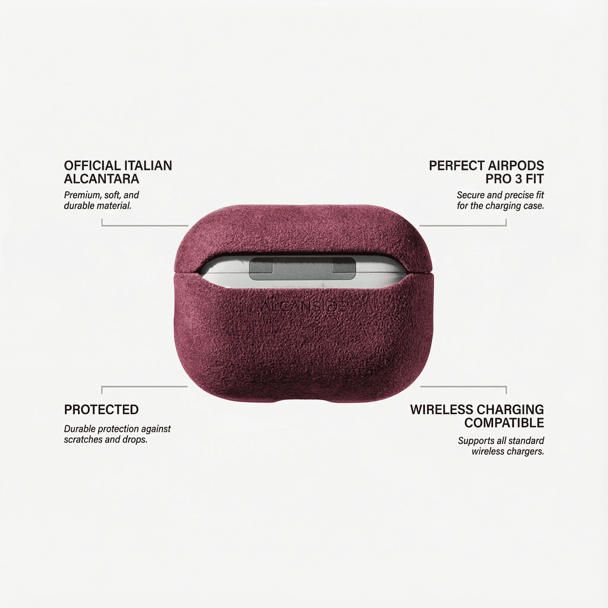 AirPods Pro (3rd Generation) Alcantara Case - Wine Red