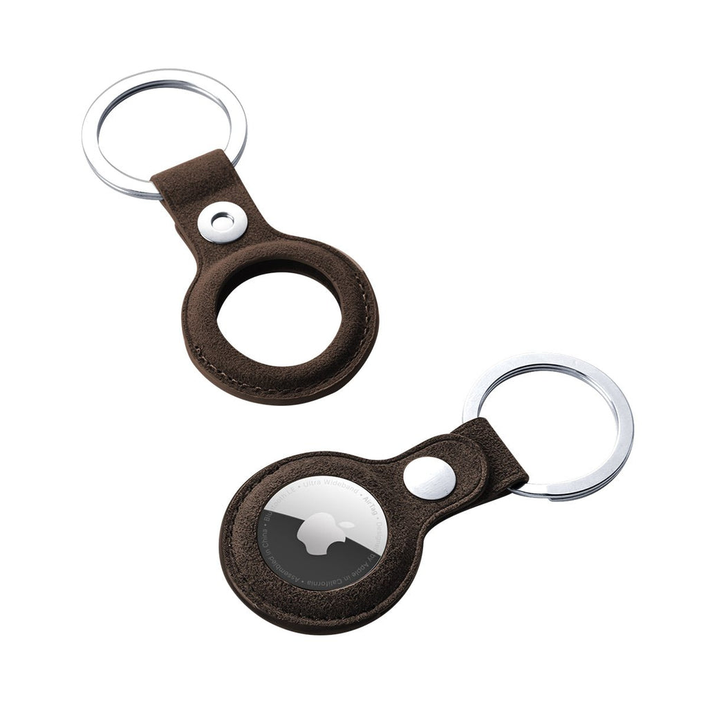 Alcantara AirTag Key Ring - Chocolate Brown