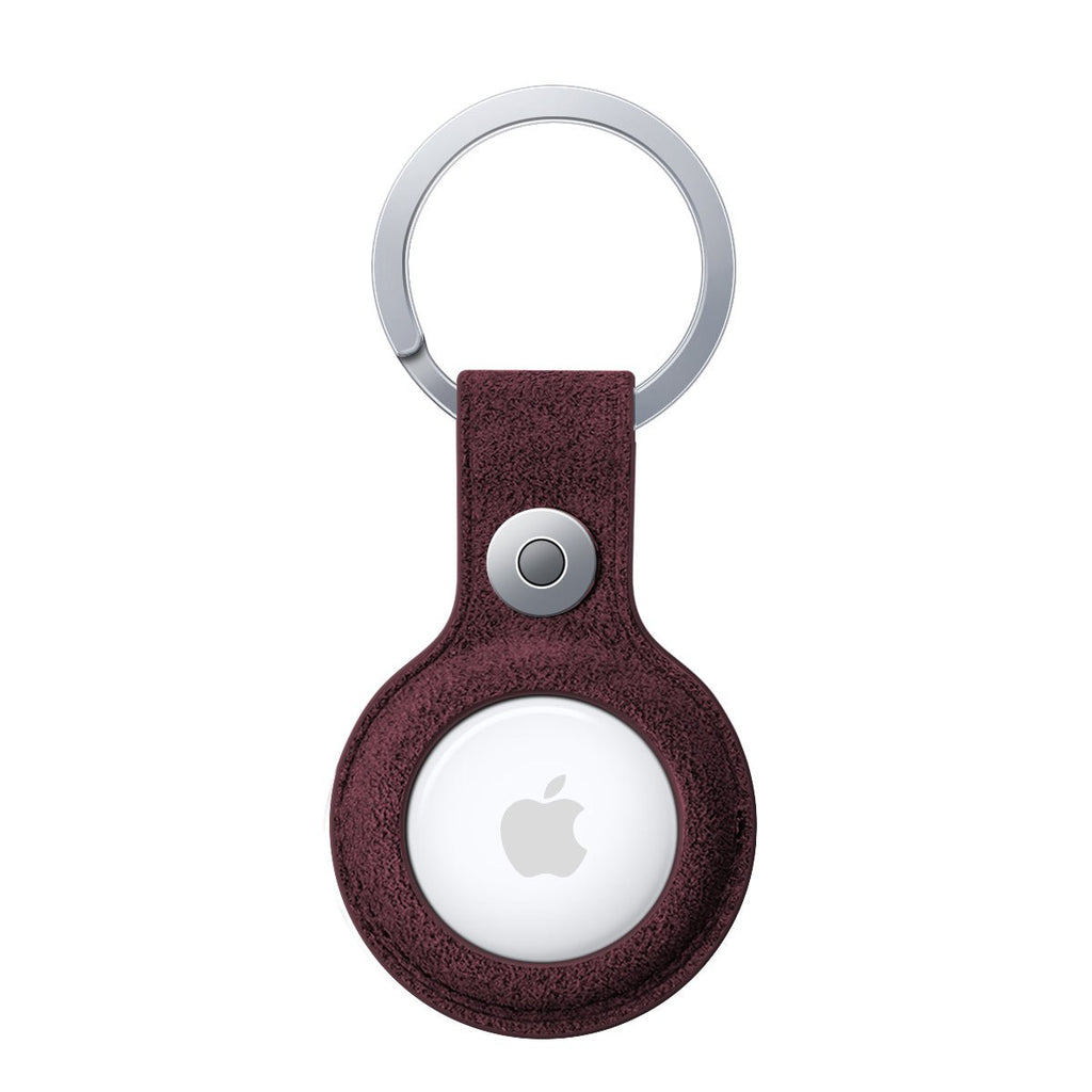 Alcantara AirTag Key Ring - Wine Red