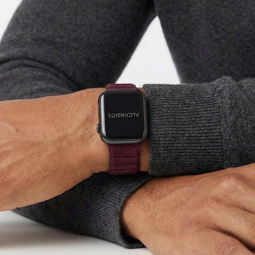 Alcantara Apple Watch Band - Wine Red - 42/44/45/46mm & Ultra (49mm)