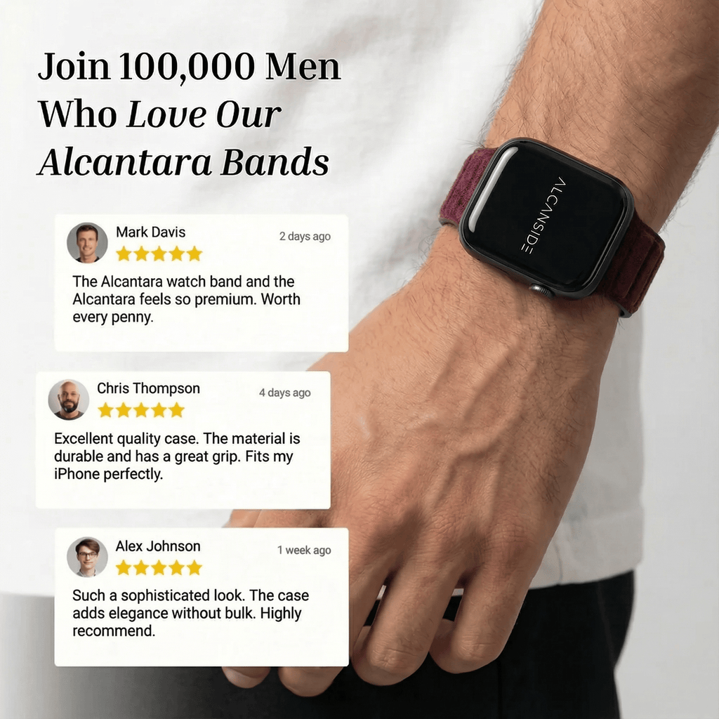 Alcantara Apple Watch Band - Wine Red - 42/44/45/46mm & Ultra (49mm)