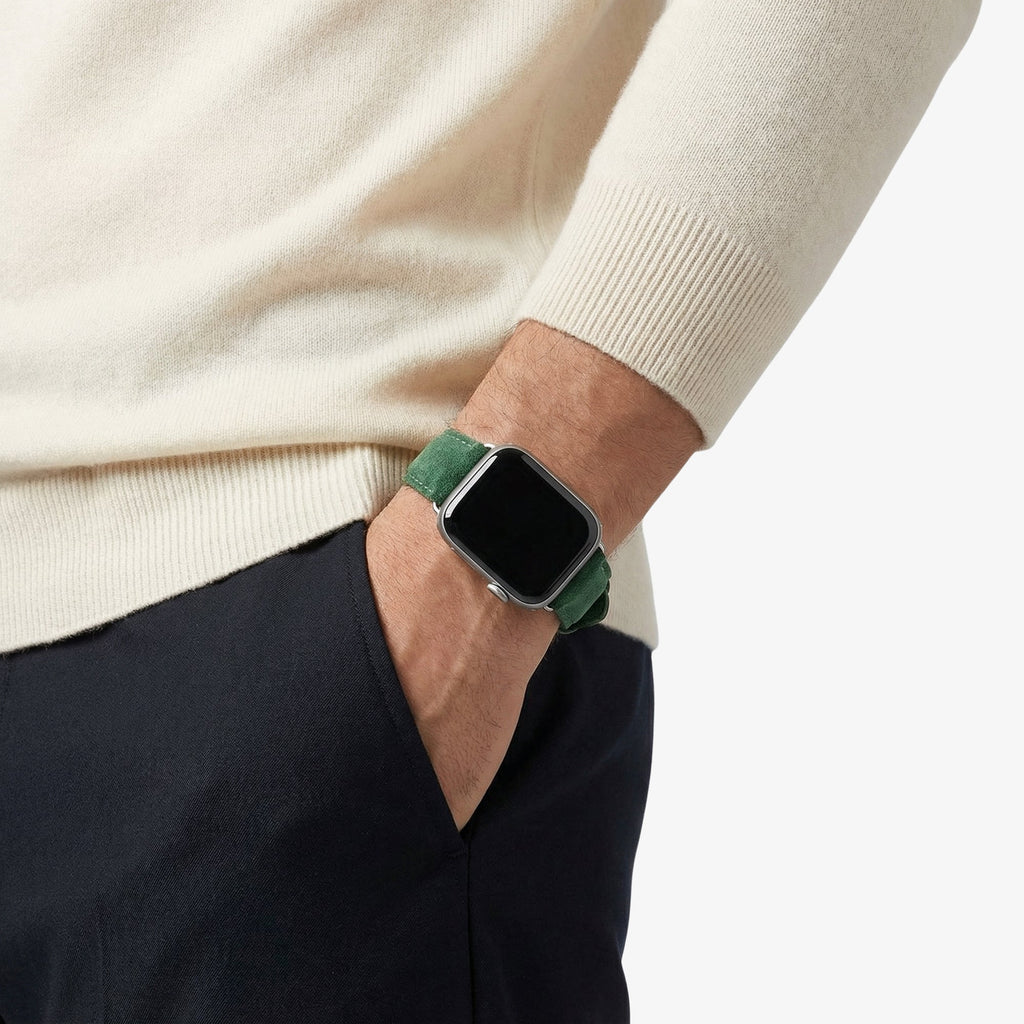 Alcantara Apple Watch Band With Buckle - Midnight Green - 42/44/45/46mm & Ultra (49mm)