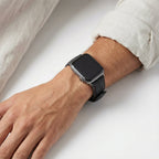 Alcantara Apple Watch Band With Buckle - Space Grey With Red Stitching - 38/40/41/42mm