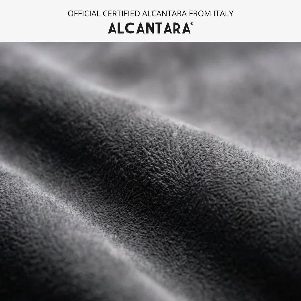 Alcantara Apple Watch Band With Buckle - Space Grey With Red Stitching - 42/44/45/46mm & Ultra (49mm)
