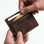Alcantara Card Wallet - Chocolate Brown