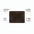 Alcantara Card Wallet - Chocolate Brown