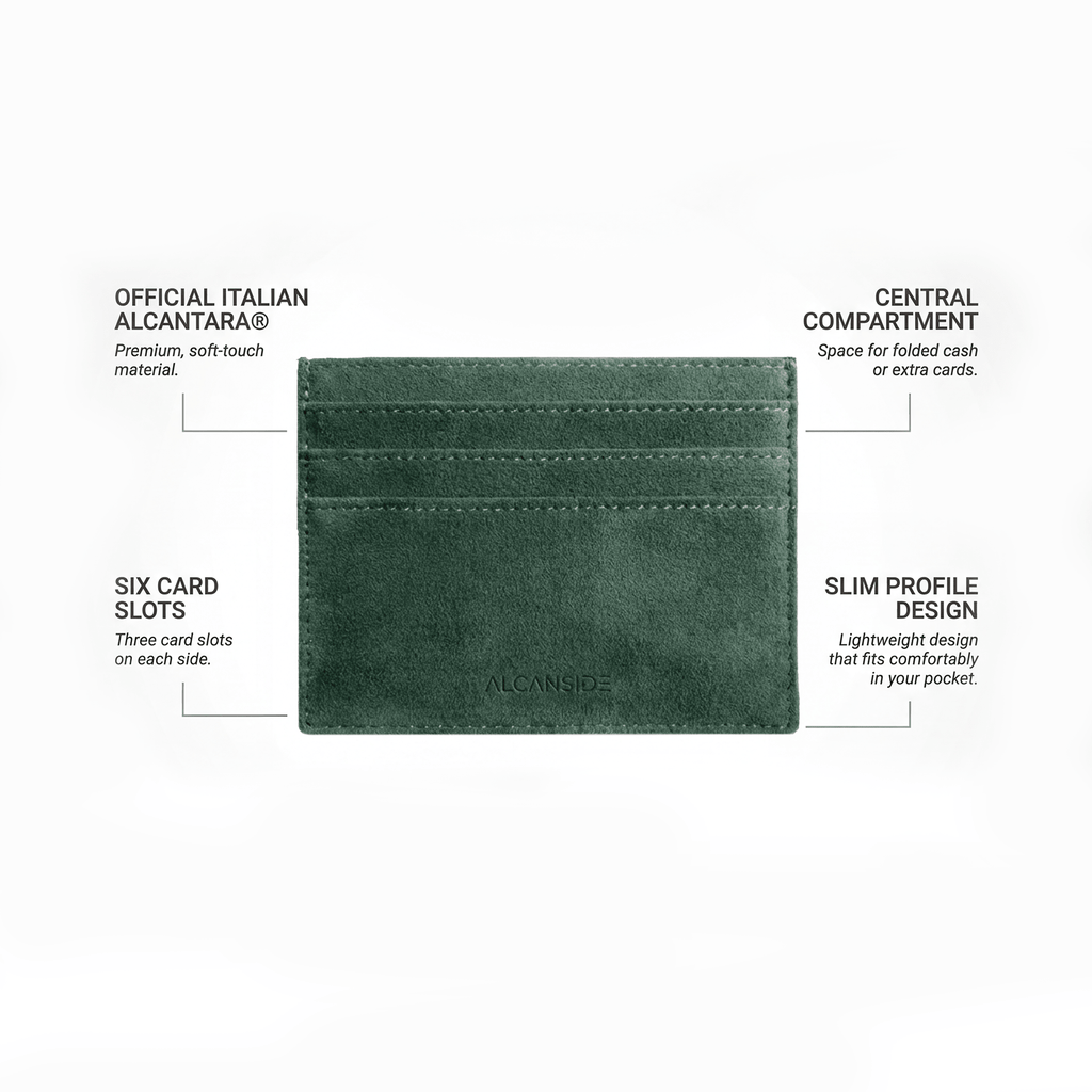 Alcantara Card Wallet - Midnight Green